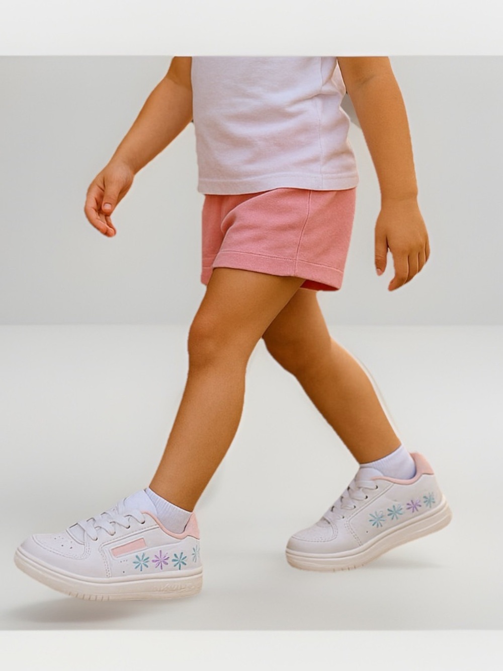 Nautica Kids Embroidered Flowers Sneakers Sz 12 White Pastel Preppy Casual Shoes - Picture 3 of 11